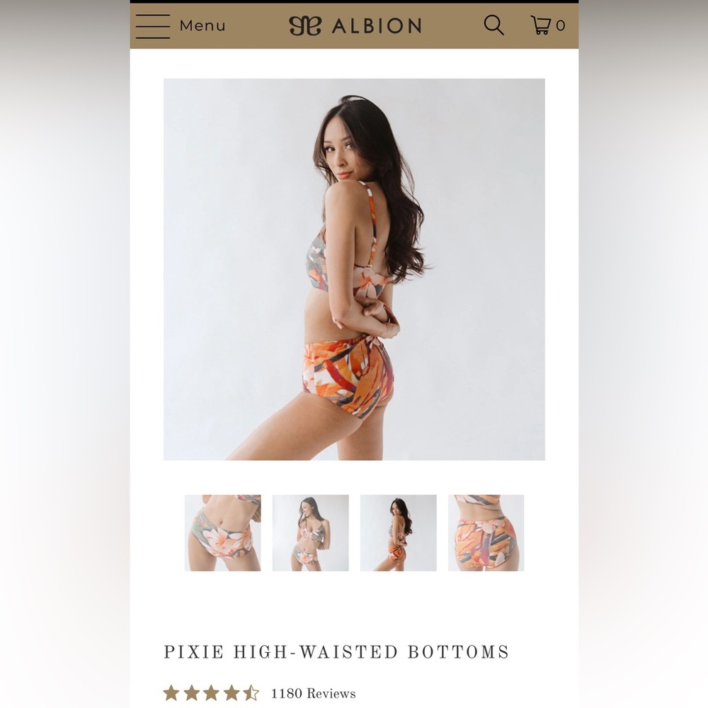 Albion Fit Pixie High-Waisted Swim Bottoms Size Small